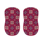 Red Boho Flower Pattern Print Bar Stool Covers