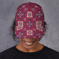 Red Boho Flower Pattern Print Baseball Cap