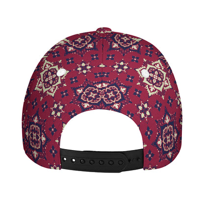Red Boho Flower Pattern Print Baseball Cap