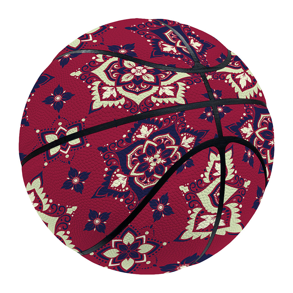Red Boho Flower Pattern Print Basketball
