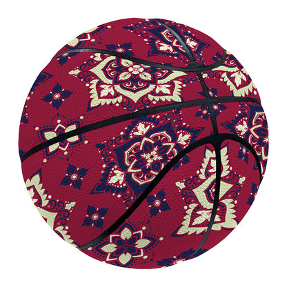 Red Boho Flower Pattern Print Basketball