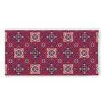 Red Boho Flower Pattern Print Beach Towel