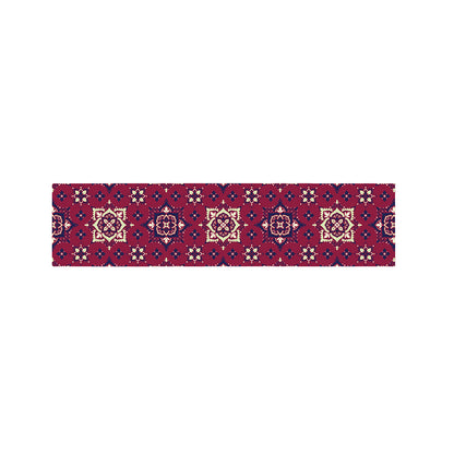 Red Boho Flower Pattern Print Bed Runner