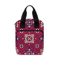Red Boho Flower Pattern Print Bible Tote Bag