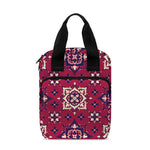 Red Boho Flower Pattern Print Bible Tote Bag