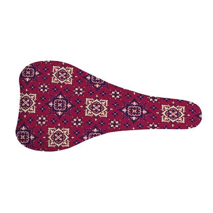 Red Boho Flower Pattern Print Bicycle Seat Cover