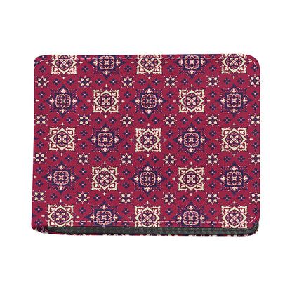 Red Boho Flower Pattern Print Bifold Wallet