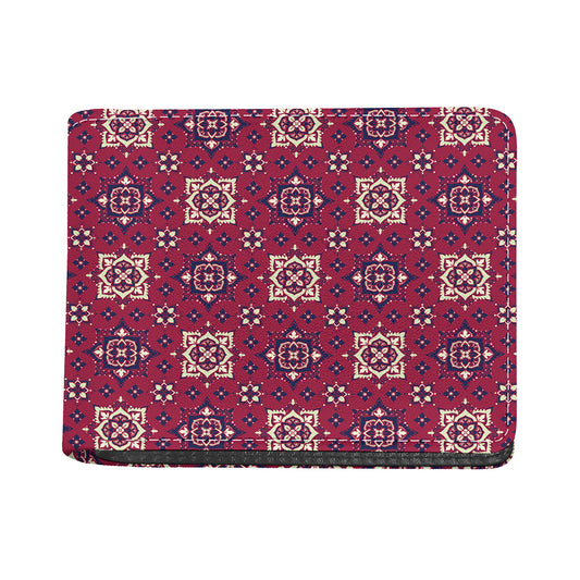 Red Boho Flower Pattern Print Bifold Wallet