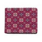 Red Boho Flower Pattern Print Bifold Wallet