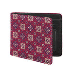 Red Boho Flower Pattern Print Bifold Wallet