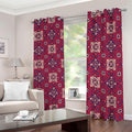 Red Boho Flower Pattern Print Dimout Grommet Curtains