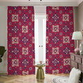 Red Boho Flower Pattern Print Dimout Pencil Pleat Curtains