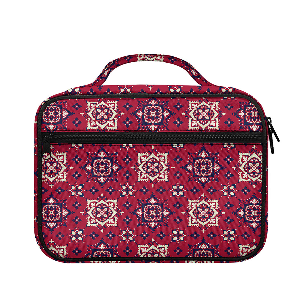 Red Boho Flower Pattern Print Briefcase Bible Bag