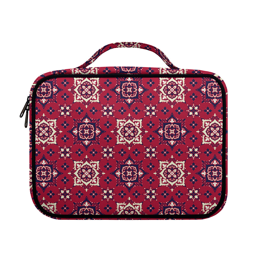 Red Boho Flower Pattern Print Briefcase Bible Bag
