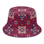 Red Boho Flower Pattern Print Bucket Hat