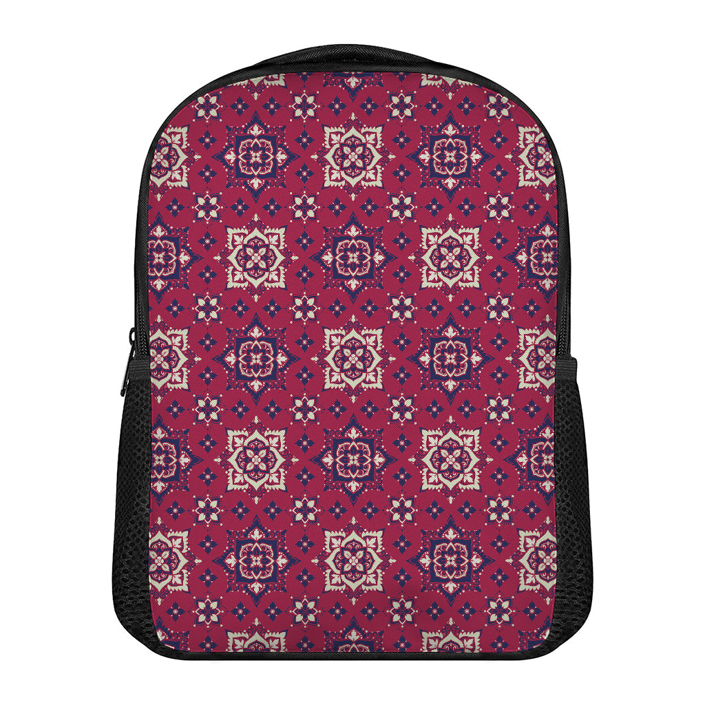Red Boho Flower Pattern Print Casual Backpack