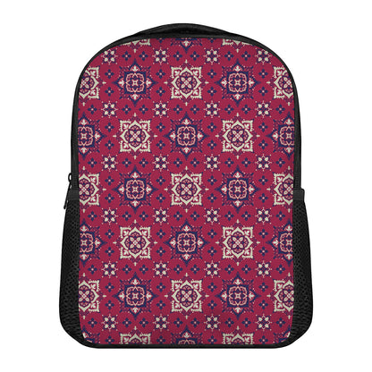Red Boho Flower Pattern Print Casual Backpack