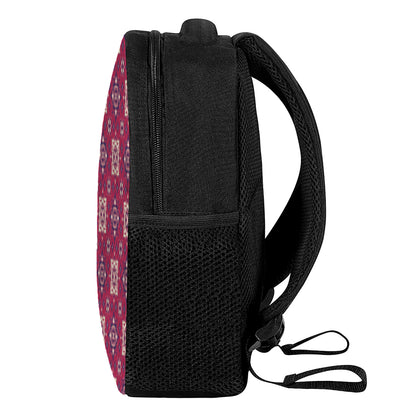 Red Boho Flower Pattern Print Casual Backpack