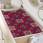 Red Boho Flower Pattern Print Changing Pad Cover