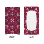 Red Boho Flower Pattern Print Changing Pad Cover