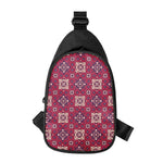Red Boho Flower Pattern Print Chest Bag