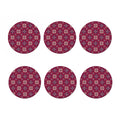 Red Boho Flower Pattern Print Coaster Set