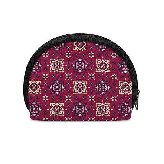 Red Boho Flower Pattern Print Coin Purse