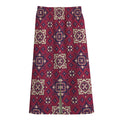 Red Boho Flower Pattern Print Cotton Front Slit Maxi Skirt