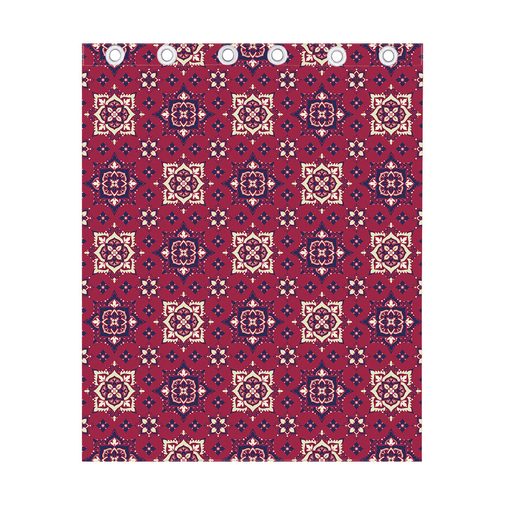 Red Boho Flower Pattern Print Curtain