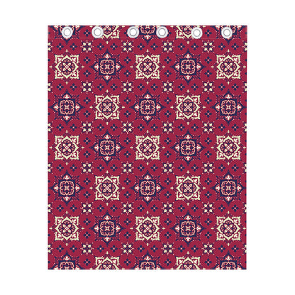 Red Boho Flower Pattern Print Curtain