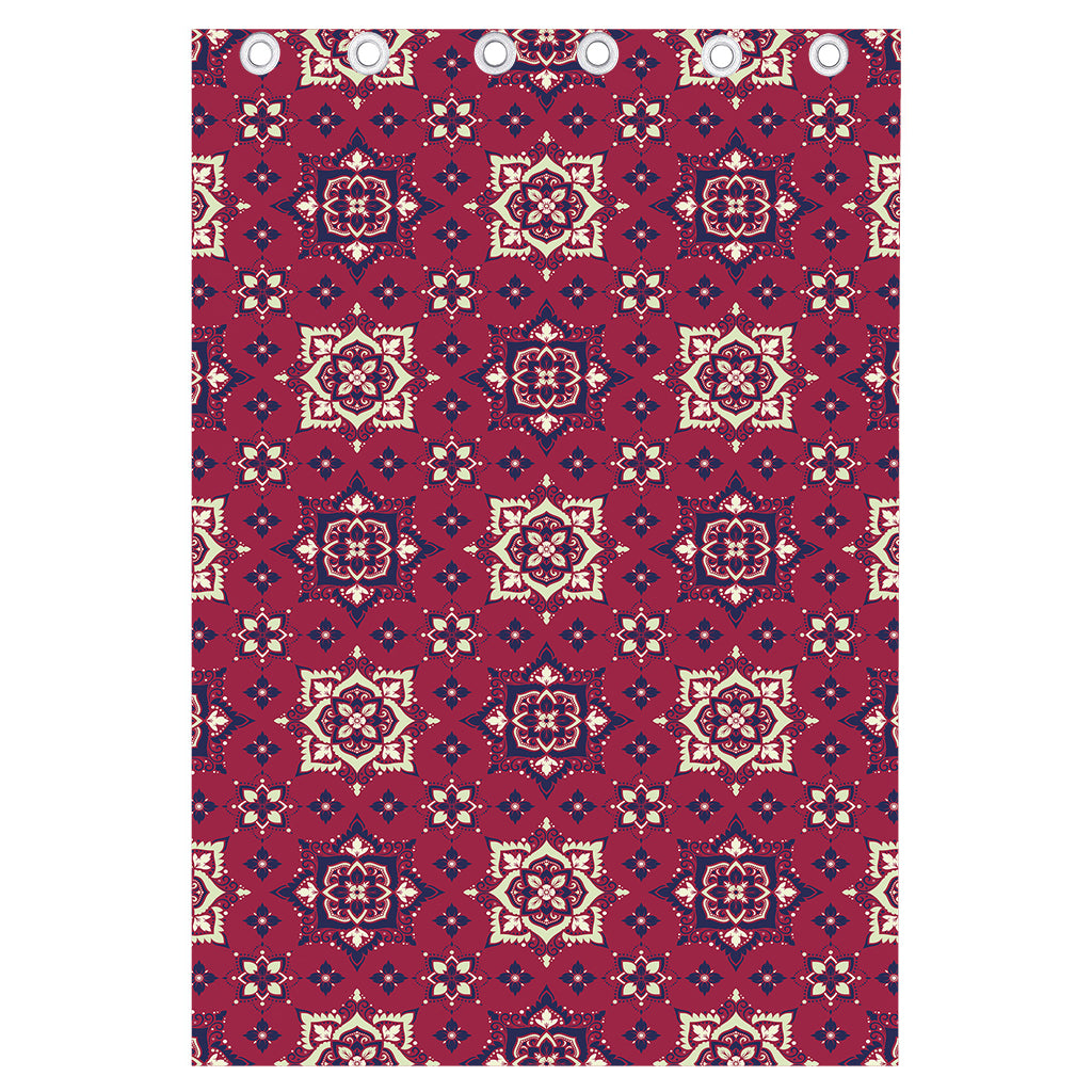 Red Boho Flower Pattern Print Curtain