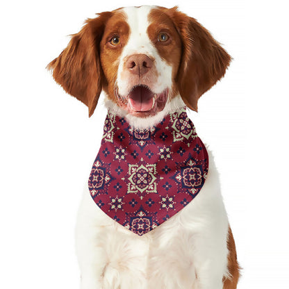 Red Boho Flower Pattern Print Dog Bandana