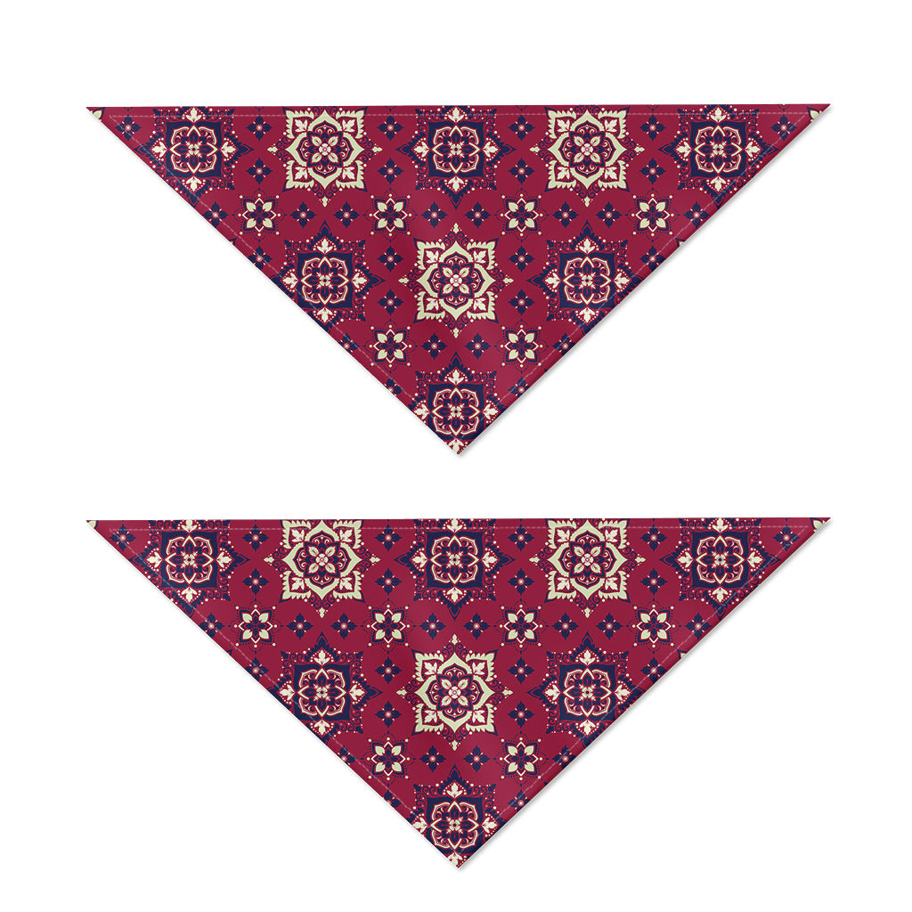 Red Boho Flower Pattern Print Dog Bandana
