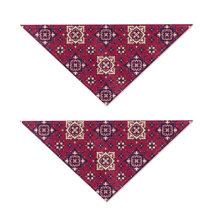 Red Boho Flower Pattern Print Dog Bandana