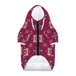 Red Boho Flower Pattern Print Dog Zip Up Hoodie