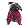 Red Boho Flower Pattern Print Dog Zip Up Jacket