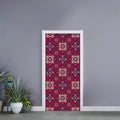 Red Boho Flower Pattern Print Door Sticker