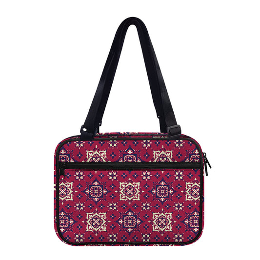 Red Boho Flower Pattern Print Double Strap Bible Bag