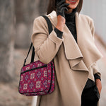 Red Boho Flower Pattern Print Double Strap Bible Bag