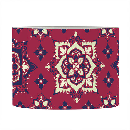Red Boho Flower Pattern Print Drum Lamp Shade
