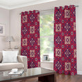 Red Boho Flower Pattern Print Extra Wide Grommet Curtains