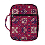 Red Boho Flower Pattern Print Front Pocket Bible Bag