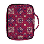 Red Boho Flower Pattern Print Front Pocket Bible Bag