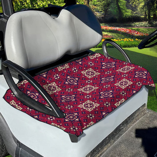 Red Boho Flower Pattern Print Golf Cart Seat Cover