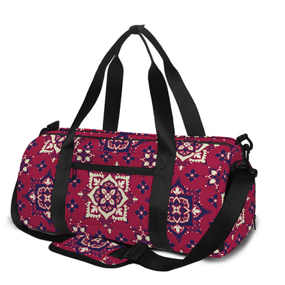 Red Boho Flower Pattern Print Gym Bag