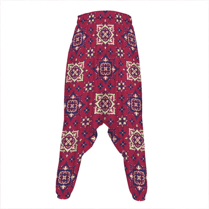Red Boho Flower Pattern Print Hammer Pants