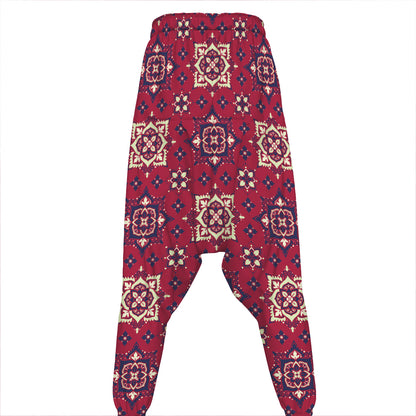 Red Boho Flower Pattern Print Hammer Pants