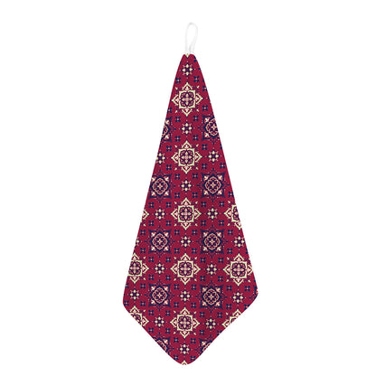Red Boho Flower Pattern Print Hand Towel