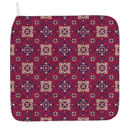Red Boho Flower Pattern Print Hand Towel