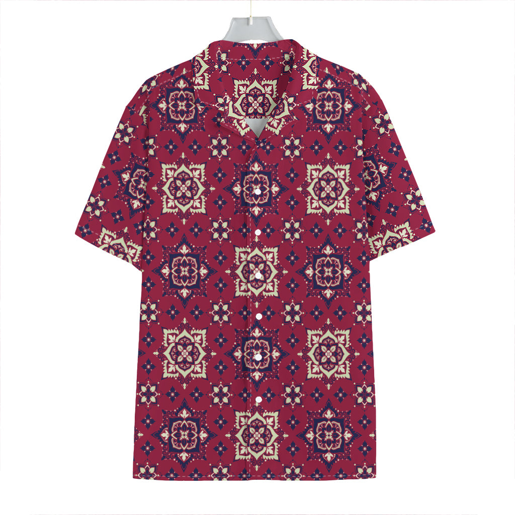 Red Boho Flower Pattern Print Hawaiian Shirt